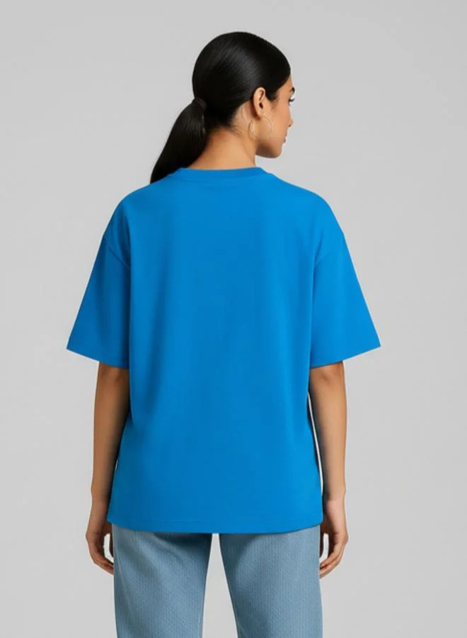 PAUSE Women Blue Slogan Print T-Shirt